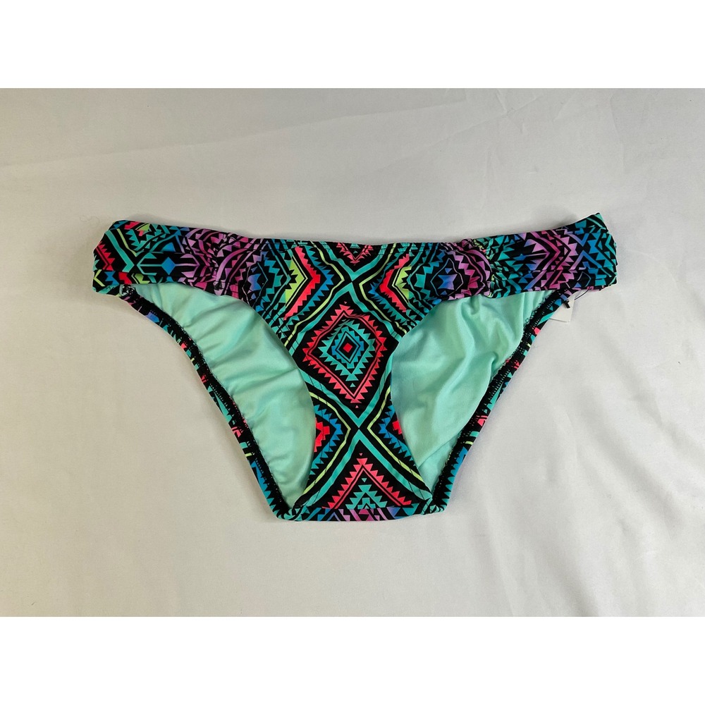 Sundazed Womens XS Viva Side Drape Bikini‎ Bottom Geometric Tribal Neon F04007